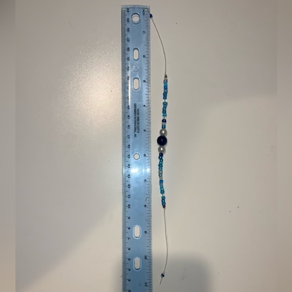 Handmade beaded bracelet wax string blue glass beads - Picture 4 of 4